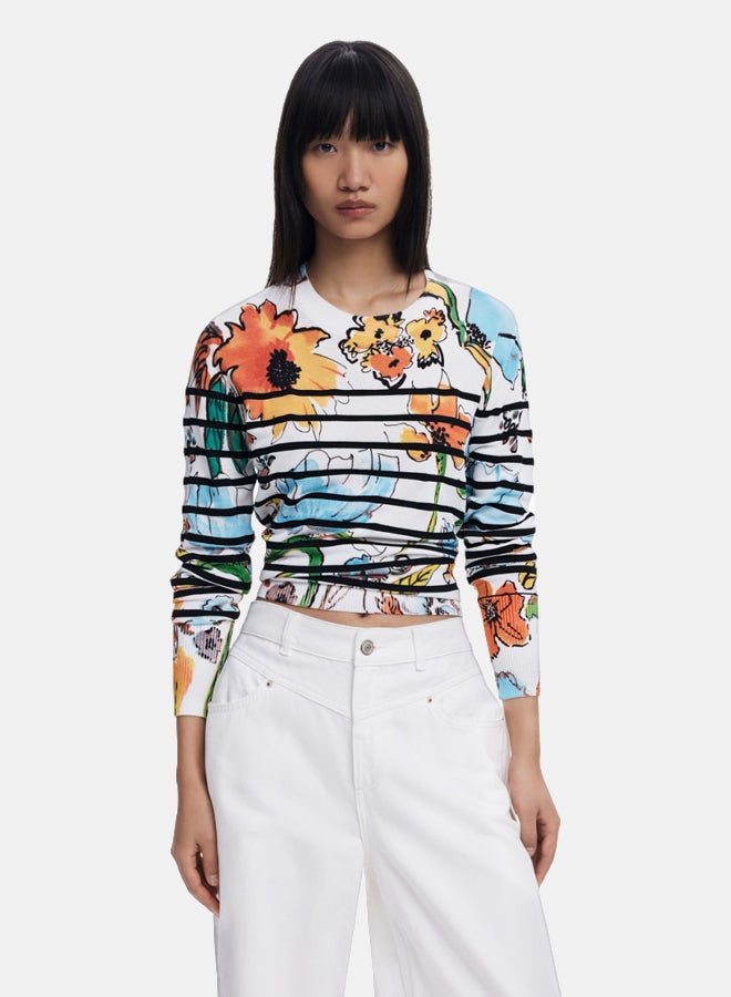 DESIGUAL Striped floral sweater  - Image 1