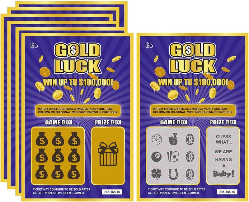 WINGKIND Gold Luck Pregnancy Announcement Fake Lottery Scratch Off Tickets, Great Idea for Pregnancy Reveal, 12 Cards - Image 1