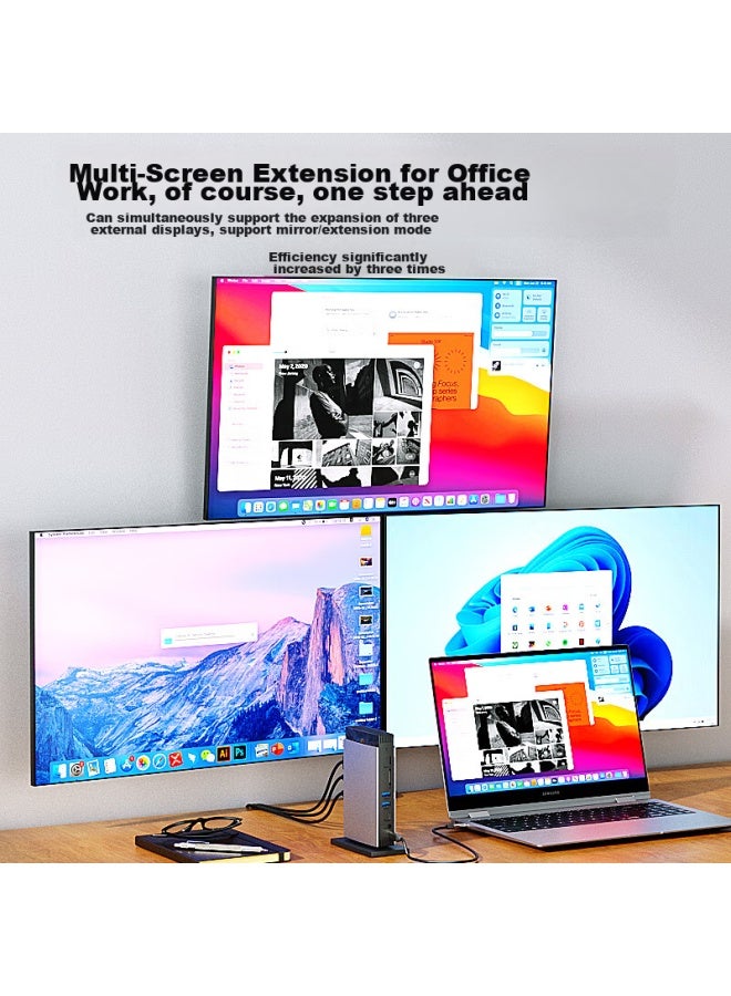 WAVLINK Desktop Vertical Docking Station Type-C Converter Dp To Thunderbolt 4 Expansion 4K 120Hz Four-Screen Display Mac Laptop 12-In-1 - Image 4