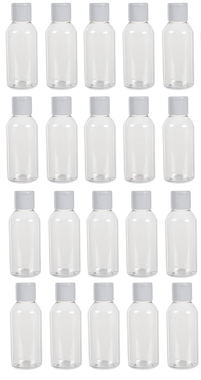 dinojames 100 ML Empty Refillable Round Plastic Bottles with Flip Top Caps for Sanitizer & Travellers & Kitchen use Pack of 20 pcs. - Image 1