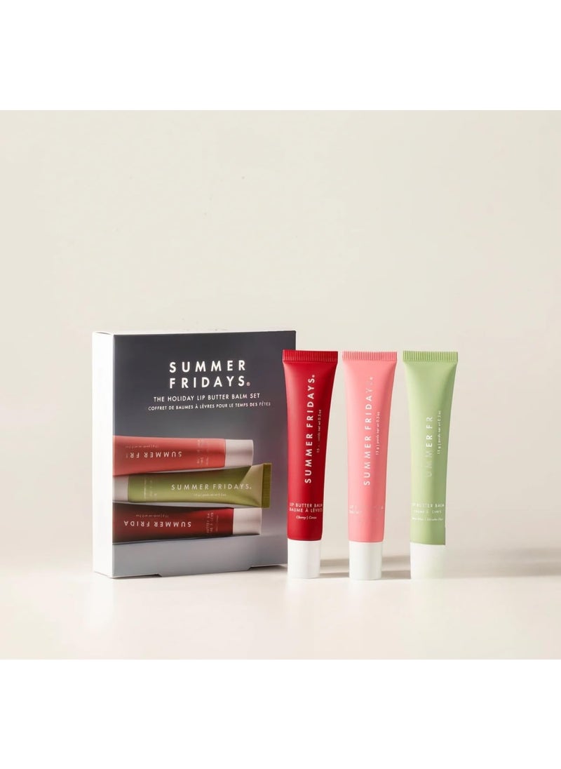 SUMMER FRIDAYS - Summer Fridays The Holiday Lip Butter Balm Set fullsize trio  Complimentary Entel Pomegranate Sheet Masque with Collagen - Image 1