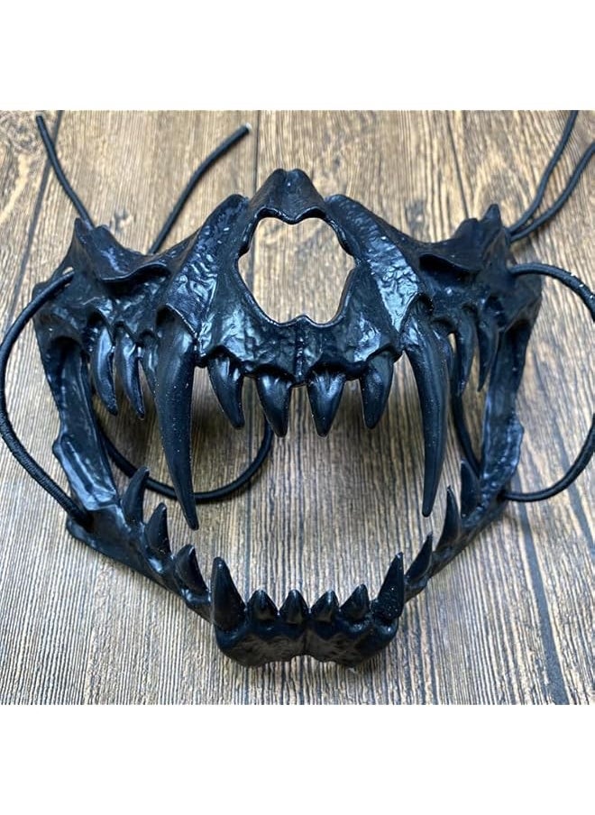 The Bros Halloween Skeleton Mask Japanese Werewolf Cosplay Mask Tiger Animal Cosplay Mask Half Face Skull Mask, for Adults Halloween Cosplay Costume Party Props  - Image 5