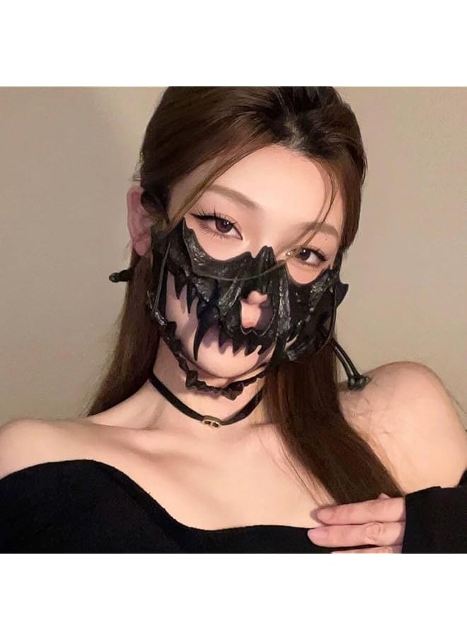 The Bros Halloween Skeleton Mask Japanese Werewolf Cosplay Mask Tiger Animal Cosplay Mask Half Face Skull Mask, for Adults Halloween Cosplay Costume Party Props  - Image 2