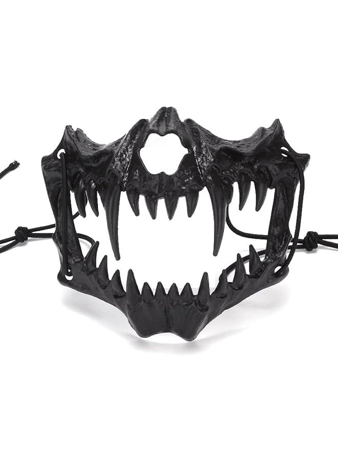 The Bros Halloween Skeleton Mask Japanese Werewolf Cosplay Mask Tiger Animal Cosplay Mask Half Face Skull Mask, for Adults Halloween Cosplay Costume Party Props  - Image 1