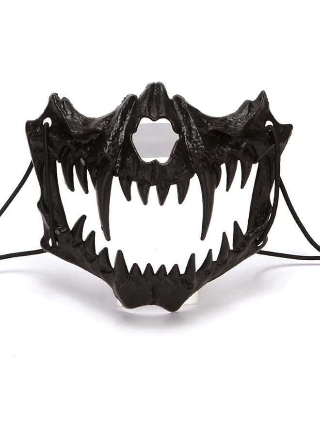 The Bros Halloween Skeleton Mask Japanese Werewolf Cosplay Mask Tiger Animal Cosplay Mask Half Face Skull Mask, for Adults Halloween Cosplay Costume Party Props  - Image 4