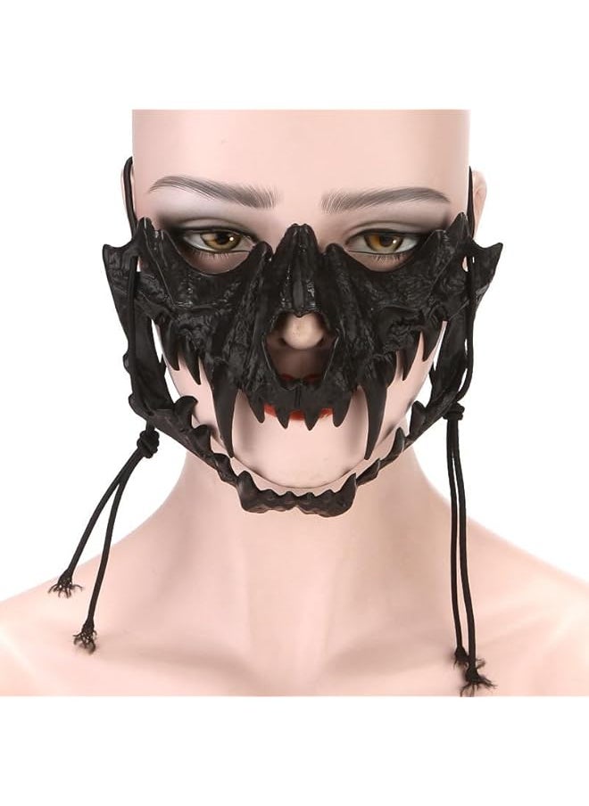 The Bros Halloween Skeleton Mask Japanese Werewolf Cosplay Mask Tiger Animal Cosplay Mask Half Face Skull Mask, for Adults Halloween Cosplay Costume Party Props  - Image 3