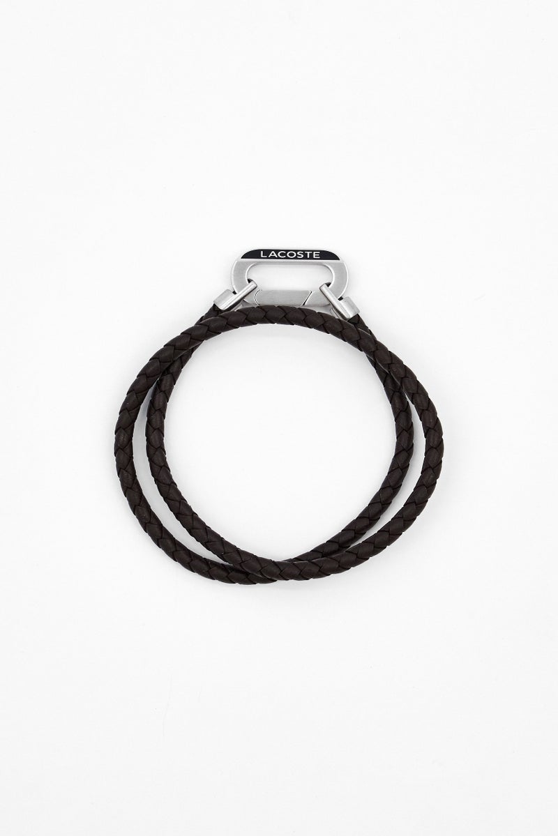LACOSTE Men Starboard Leather Bracelet, Dark Brown - Image 4