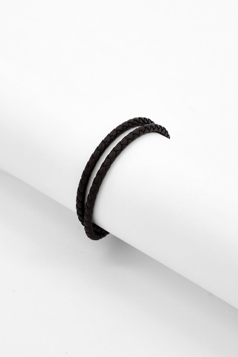 LACOSTE Men Starboard Leather Bracelet, Dark Brown - Image 2
