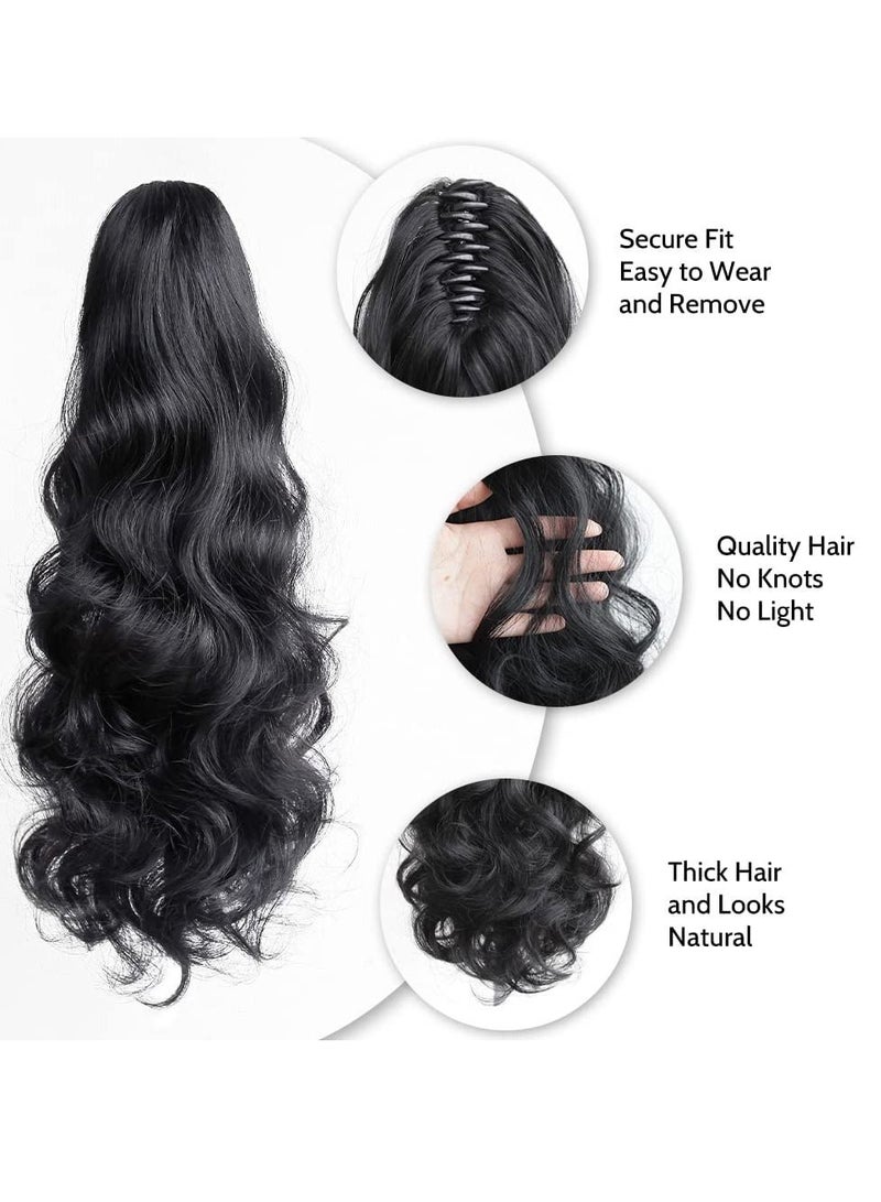 إستيل وصلات شعر ذيل حصان إطالة ذيل حصان مخلب مموج شعر صناعي مشبك في ذيل حصان شعر مستعار يومي منفوش مجعد ذيل حصان أشقر قطع شعر للنساء أسود - Image 5