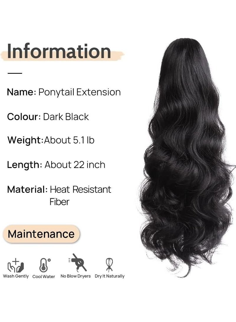 إستيل وصلات شعر ذيل حصان إطالة ذيل حصان مخلب مموج شعر صناعي مشبك في ذيل حصان شعر مستعار يومي منفوش مجعد ذيل حصان أشقر قطع شعر للنساء أسود - Image 2