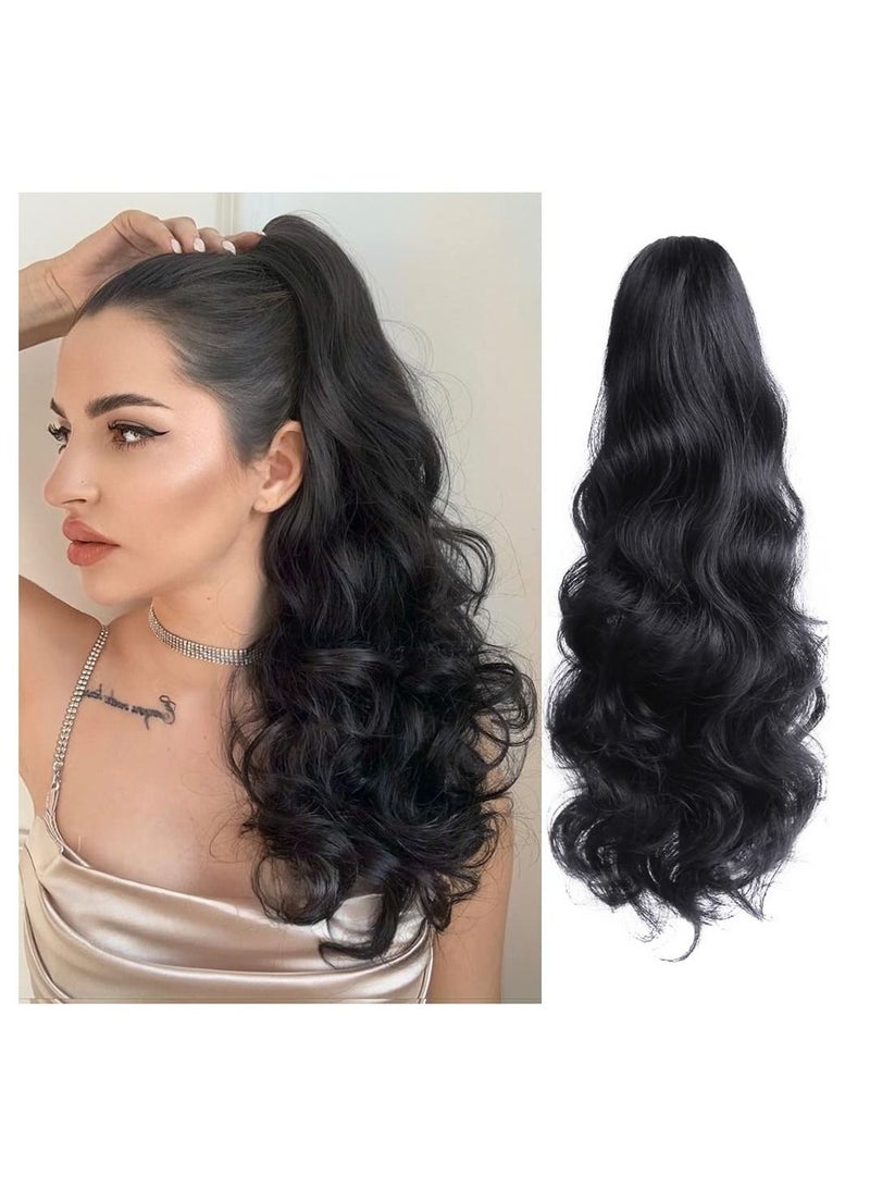 إستيل وصلات شعر ذيل حصان إطالة ذيل حصان مخلب مموج شعر صناعي مشبك في ذيل حصان شعر مستعار يومي منفوش مجعد ذيل حصان أشقر قطع شعر للنساء أسود - Image 1