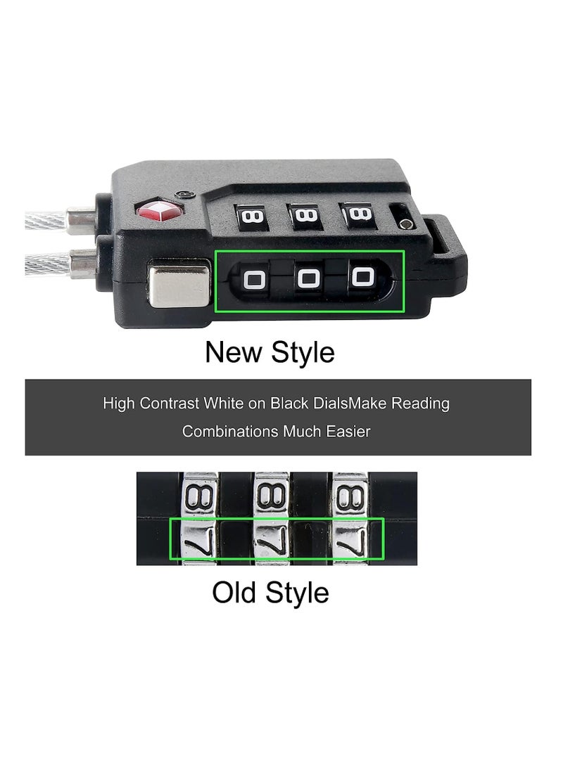 SYOSI 2 Pack Luggage Padlocks TSA Approved Combination Locks with Code Mini Luggage Padlock Flexible Cable Travel Suitcase Small Gym Locker Padlock with 3 Digit Combination Black - Image 4