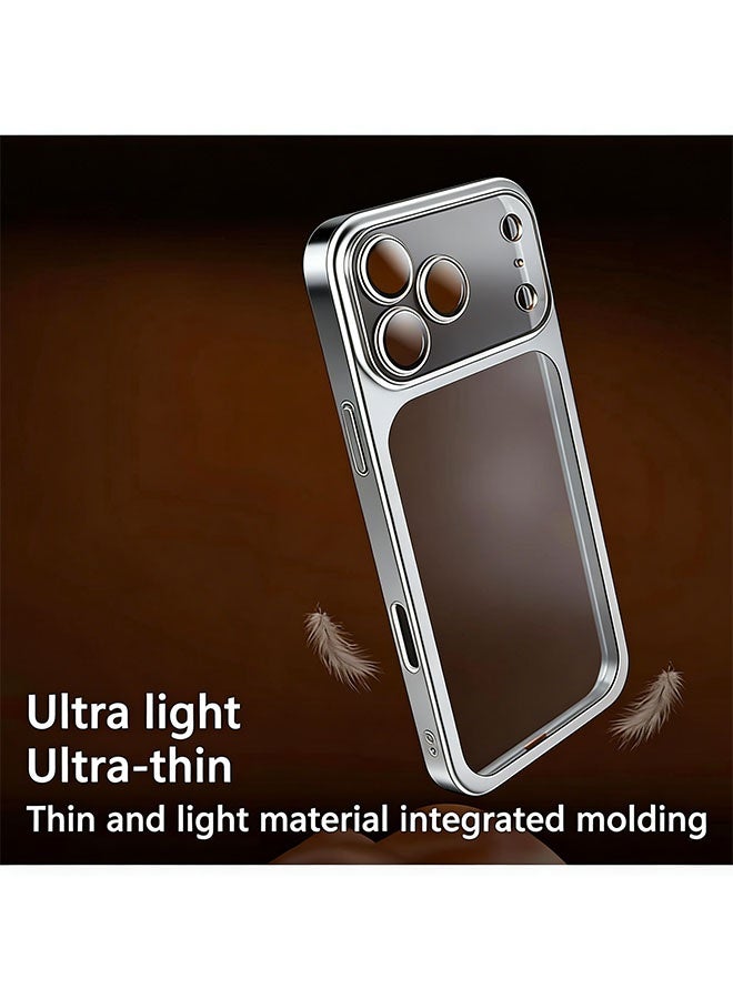 iPhone 17 Pro Max Case, Anti Drop and Grade with Full Camera Lens Protection, Slim Matte Frosted Electroplated Shockproof Phone Cover, Translucent Minimalist Protective Phone Back Case, Silver - Image 2