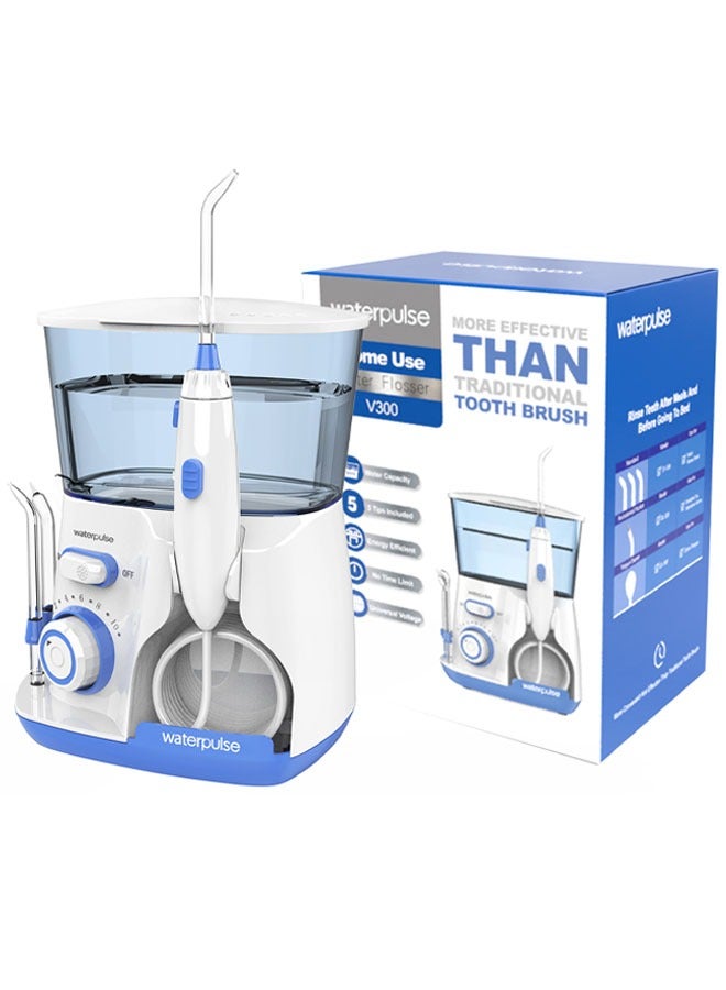 waterpluse Water Flosser Oral Irrigator, 800 ml Dental Water Tooth Cleaner, 10 Adjustable Pressures, Electric Flosser for Teeth / Braces, 5 Home Jets Professional Water Flosser Oral Irrigator（Blue） - Image 1
