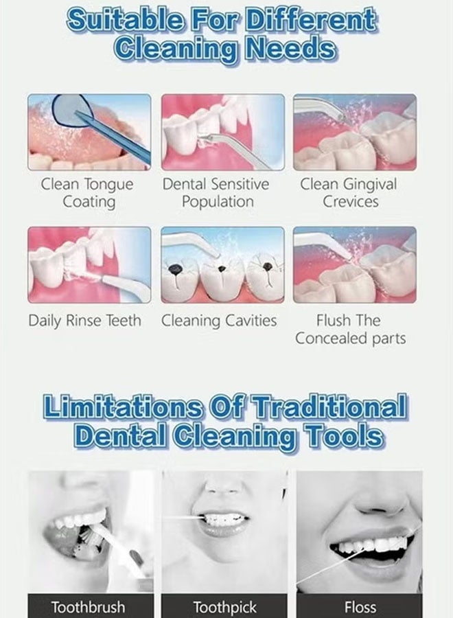 waterpluse Water Flosser Oral Irrigator, 800 ml Dental Water Tooth Cleaner, 10 Adjustable Pressures, Electric Flosser for Teeth / Braces, 5 Home Jets Professional Water Flosser Oral Irrigator（Blue） - Image 5