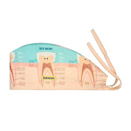DOKTORAM Orange Teeth Print Scrub Cap - Vibrant and Playful Headwear for Dental Professionals… - Image 1