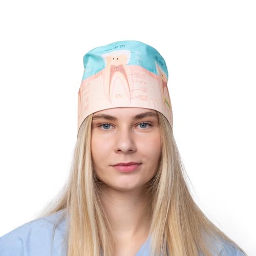 DOKTORAM Orange Teeth Print Scrub Cap - Vibrant and Playful Headwear for Dental Professionals… - Image 4