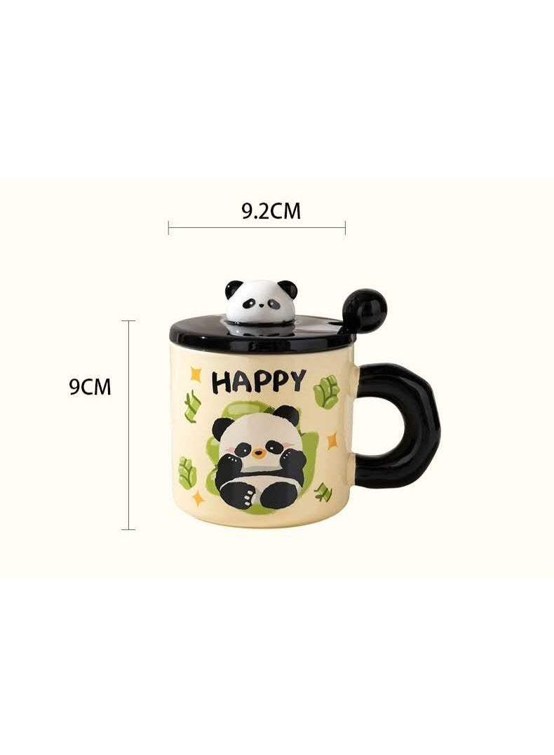 كوب سيراميك بتصميم باندا مع غطاء وملعقة - كوب هدية لطيف للقهوة والشاي - Image 4