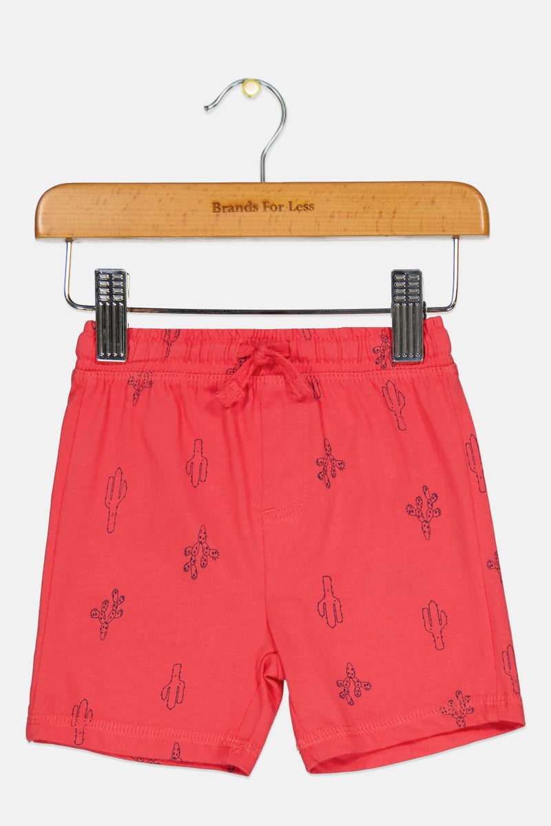 Cool Club Toddlers Boy Printed Basic Shorts, Red - Image 1