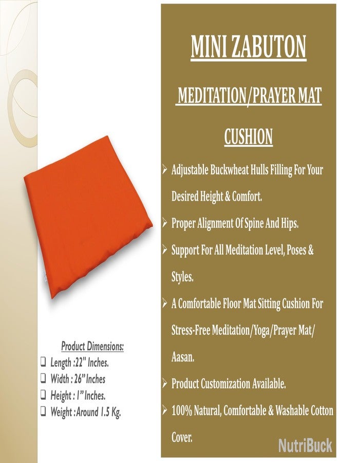 NutriBuck® | Mini Zabuton Mat | Prayer Mat | Aasan | Meditation | Yoga | Cushion | Filled with Buckwheat Hulls | Designed for Enhanced Comfort, Support and Mindfulness (ORANGE, 22" X 26" INCHES) - Image 4