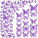 LiveGallery 60 Pieces New Vintage Pattern Hollow Butterflys Wall Decals 3D Purple Butterflies Wall Sticker DIY Removable 5 Styles 3 Sizes Metallic Art Decor for Kids Girls Bedroom Living Room Birthday Cake Office - Image 2