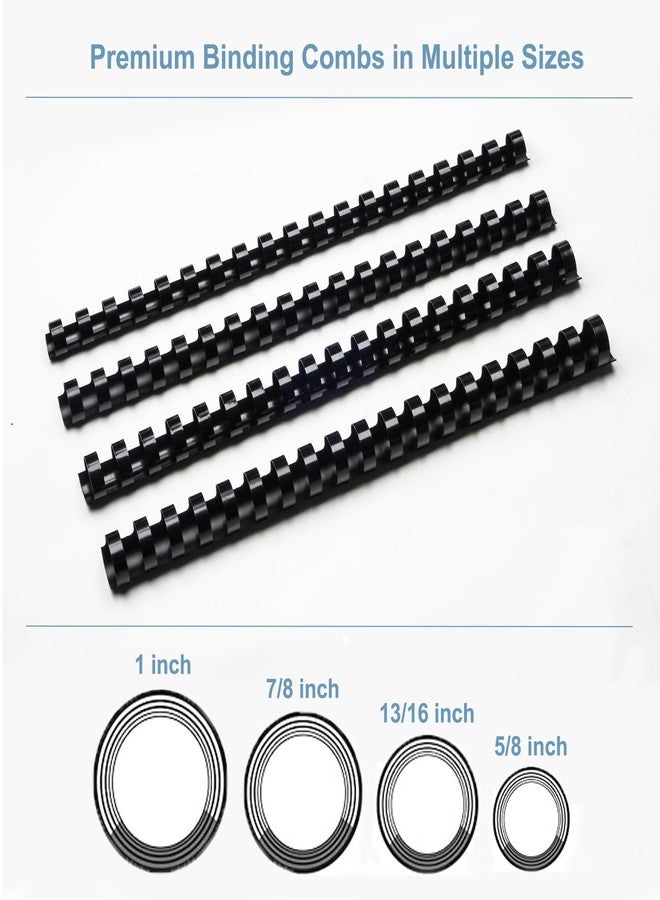 Rayson CR16202225BK Plastic Binding Combs 5/8 in. 13/16in, 7/8in, 1in, 19-Ring Letter Size, Black Comb Binding Spines, Multi-Size Pack of 40 - Image 4