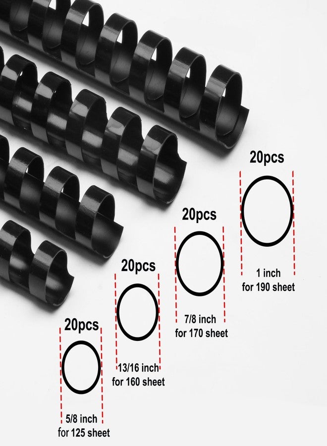 Rayson CR16202225BK Plastic Binding Combs 5/8 in. 13/16in, 7/8in, 1in, 19-Ring Letter Size, Black Comb Binding Spines, Multi-Size Pack of 40 - Image 2