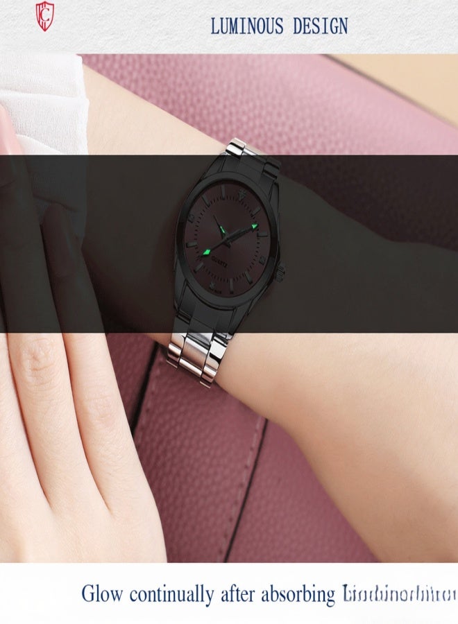 شينيكسي ساعة يد نسائية كلاسيكية كوارتز، ساعة يد أنيقة بسوار من الفولاذ الصلب، عقارب مضيئة، مقاومة للماء حتى عمق 3 أمتار، مناسبة للاستخدام اليومي والعمل. - Image 5