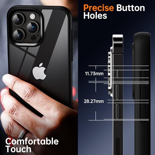 Supdeal Shockproof Clear Case for iPhone 15 Pro, [Not Yellowing] [10FT Military Drop Protection] Hard Clear Back Four Corner Airbags Drop Protection Phone Cover, 6.1 inch, Black - Image 5
