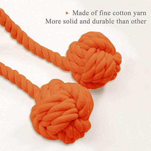 EleCharm 1Pair American Hand Knitting Curtain Rope Rural Cotton Rope Tie Band (Orange) - Image 2