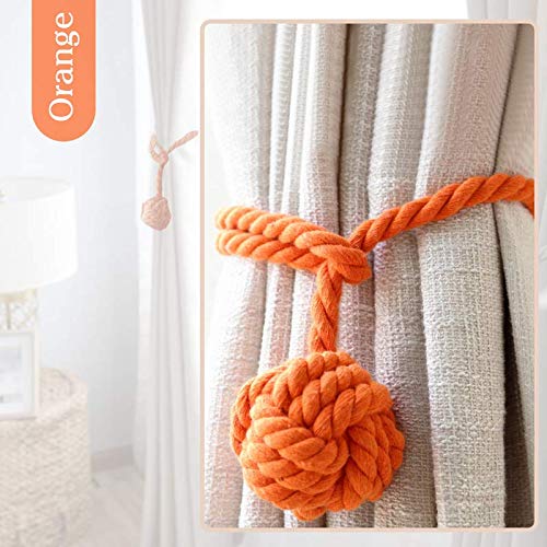 EleCharm 1Pair American Hand Knitting Curtain Rope Rural Cotton Rope Tie Band (Orange) - Image 3