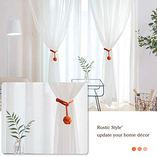 EleCharm 1Pair American Hand Knitting Curtain Rope Rural Cotton Rope Tie Band (Orange) - Image 4