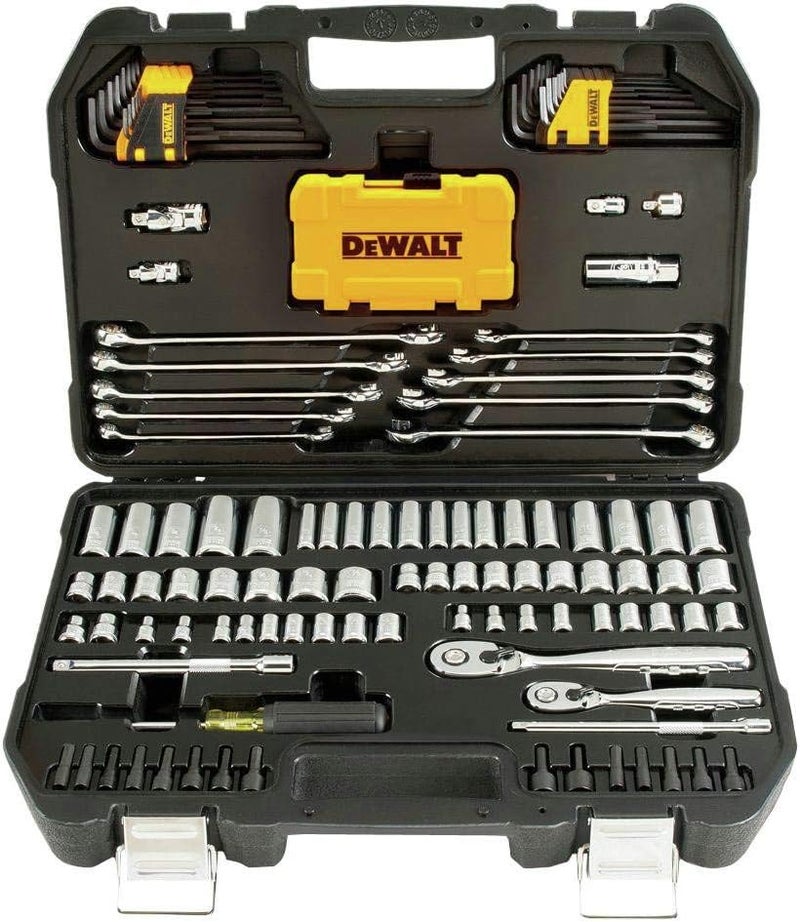 DEWALT 142-Piece Mechanics Tools Kit and Socket Set, 1/4 & 3/8" Drive, MM/SAE (DWMT73802) - Image 1