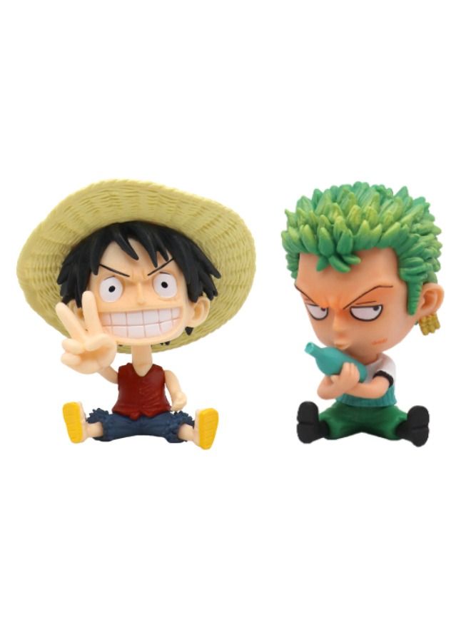 Set of 2 Anime One Piece Action Figure Set, Luffy and Zoro Figure, Collectible Model Statue Figure Toy, High Quality Cartoon Figure Toy Suitable For Car and Table Decoration - Image 1