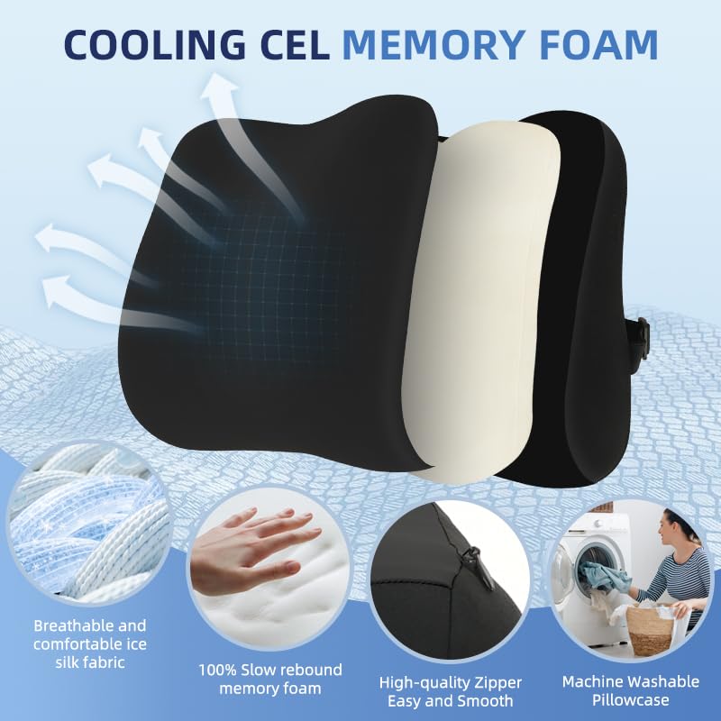 Panduo Lumbar Support Pillow for Office Chair, Memory Foam Lumbar Pillow for Lower Back Pain Relief (xiaoyaokaoblack) - Image 2