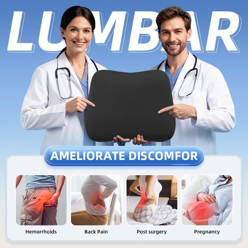 Panduo Lumbar Support Pillow for Office Chair, Memory Foam Lumbar Pillow for Lower Back Pain Relief (xiaoyaokaoblack) - Image 3
