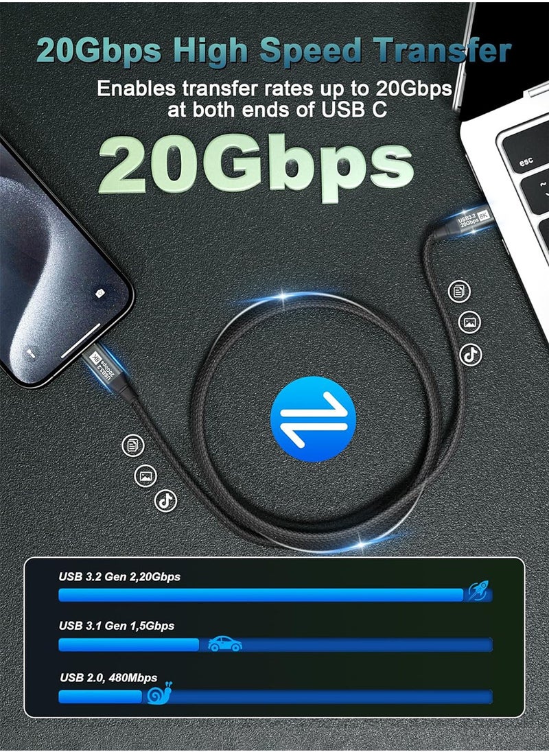 Mi VAZA Type-C Cable - USB 3.2 Gen 2x2 - 20Gbps Data Transfer - 8K/4K Monitor Cable - USB C to USB C Data Cable - 100W Fast Charging Cable Compatible with Laptop/Computer/iOS iPhone/MacBook/iPad/Projector/Android/Samsung  - Image 5