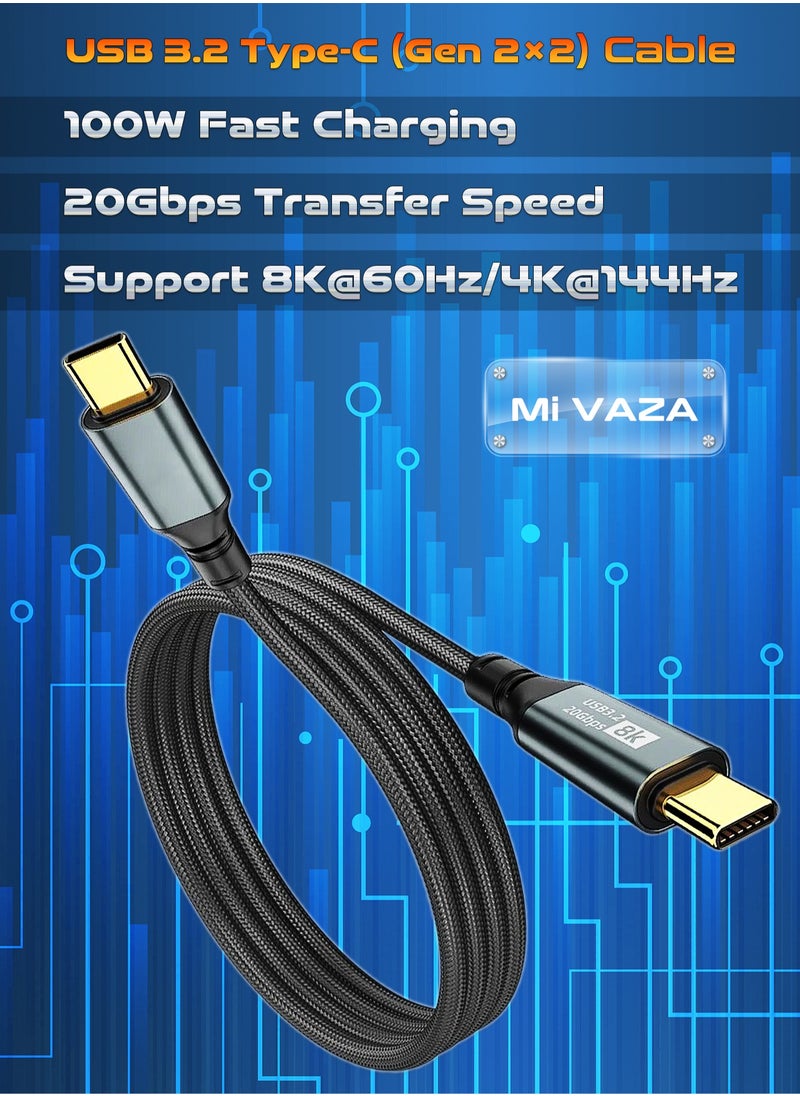 Mi VAZA Type-C Cable - USB 3.2 Gen 2x2 - 20Gbps Data Transfer - 8K/4K Monitor Cable - USB C to USB C Data Cable - 100W Fast Charging Cable Compatible with Laptop/Computer/iOS iPhone/MacBook/iPad/Projector/Android/Samsung  - Image 1