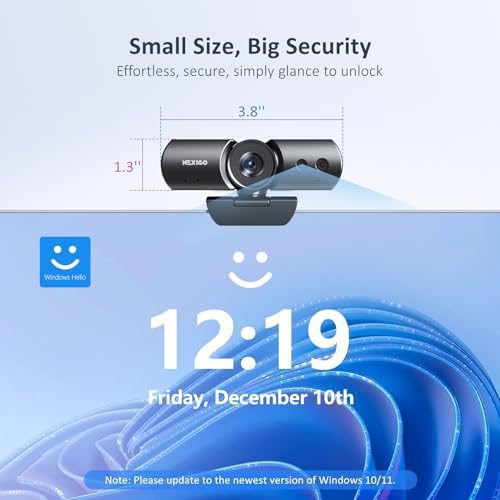 NexiGo HelloCam Pro, Webcam with Windows Hello, 1080P 60FPS Autofocus, True Privacy, Automatic Electronic Shutter, Computer Camera, Microphone, Facial Enhancement, HD USB Web Cam - Image 4