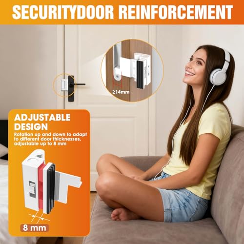 KETEBAIYI Upgraded Portable Door Lock for Travel & Home - No Drill Adjustable Security Lock for Inward Swing Doors, Fits Apartments & Hotels, Withstands 800lbs Force (1, White - Portable) - Image 2