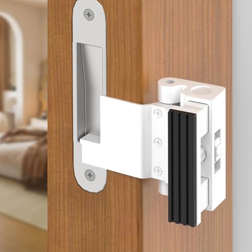 KETEBAIYI Upgraded Portable Door Lock for Travel & Home - No Drill Adjustable Security Lock for Inward Swing Doors, Fits Apartments & Hotels, Withstands 800lbs Force (1, White - Portable) - Image 1