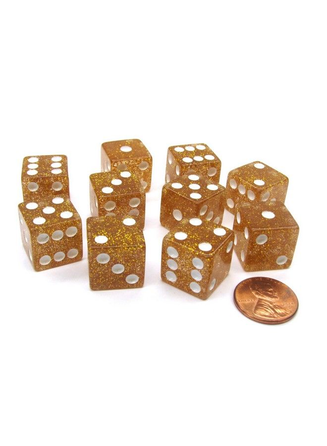 Koplow Games مجموعة من 10 نردات D6 16 مم لامعة صفراء مع نقاط بيضاء - Image 1