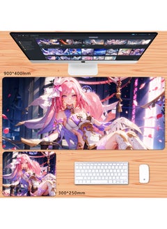 No Overlock Honkai Impact 3 Mouse Pad Extra Large Animation Kiana Dem Lisa Alicia Two-Dimensional Notebook-Color:90x40cm Thickness 3mm-Pattern:The Herrscher Of The True Me