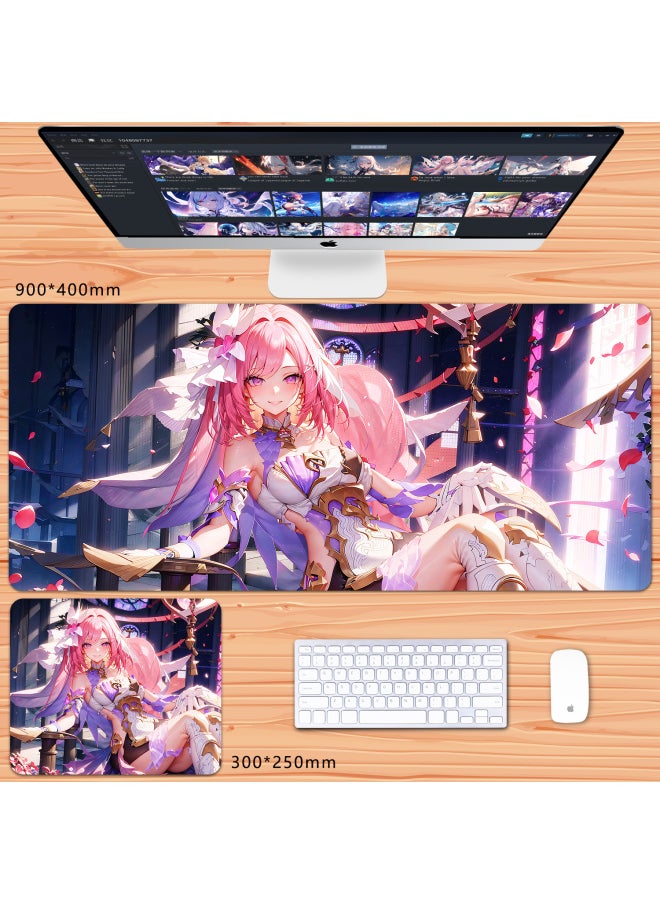 Generic - No Overlock Honkai Impact 3 Mouse Pad Extra Large Animation Kiana Dem Lisa Alicia Two-Dimensional Notebook-Color:90x40cm Thickness 3mm-Pattern:The Herrscher Of The True Me - Image 1
