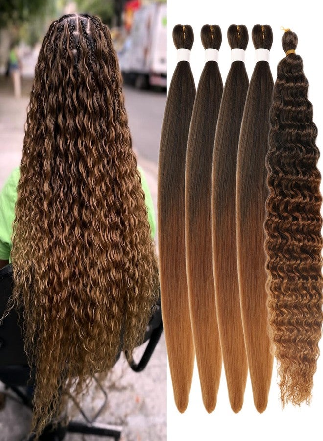 Leticia Ombre 1B/30/27 Braiding Hair Pre stretched Brown to Honey Blonde Boho Hair for Braiding Knotless Curly Crochet Braids Ez Braid Synthetic Twist - Image 1