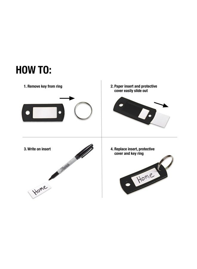 Lucky Line Flexible Colored Plastic Key Tag with 3/4" Split Ring in Black, 50 Tags (16920) - Image 5