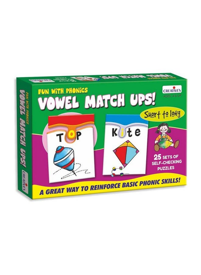 Creative's Creative's Beginning Consonant Blends + Fun with Phonics Vowel Match-Ups Combo Pack | Match-Up Card | Vocabulary Games | Educational Games for Kids 4 & Up | | Exotic Set Multicolor for Preschool Kids  - Image 2