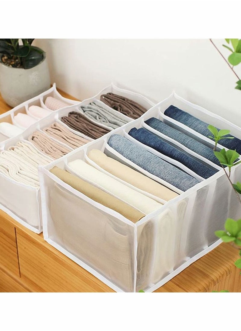KASTWAVE - Folding Drawer Organizers, 7 Grid Compartment Storage Box Closet Clothes Drawer Mesh Separation Box - Image 1