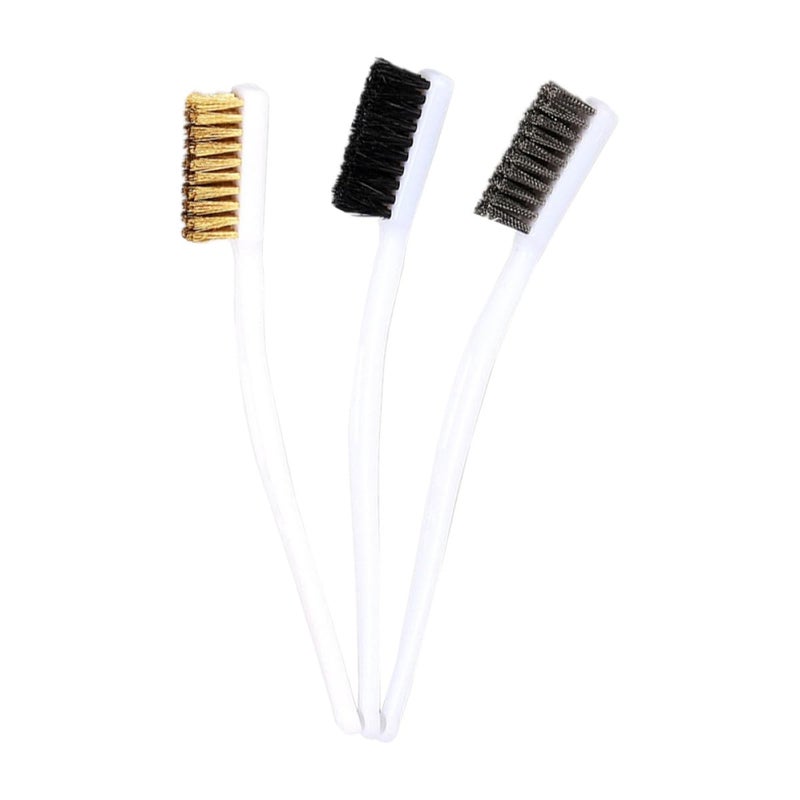 3Pcs Black Brass Wire Brush Set Plastic Handle For Rust Cleaning And Welding Slag Removal - Image 2