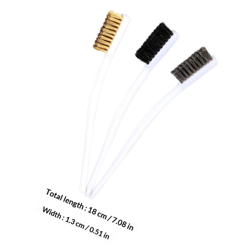 3Pcs Black Brass Wire Brush Set Plastic Handle For Rust Cleaning And Welding Slag Removal - Image 3